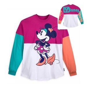 Disney Parks Minnie Mouse Colorblock Spirit Jersey XL Pink White Teal Orange